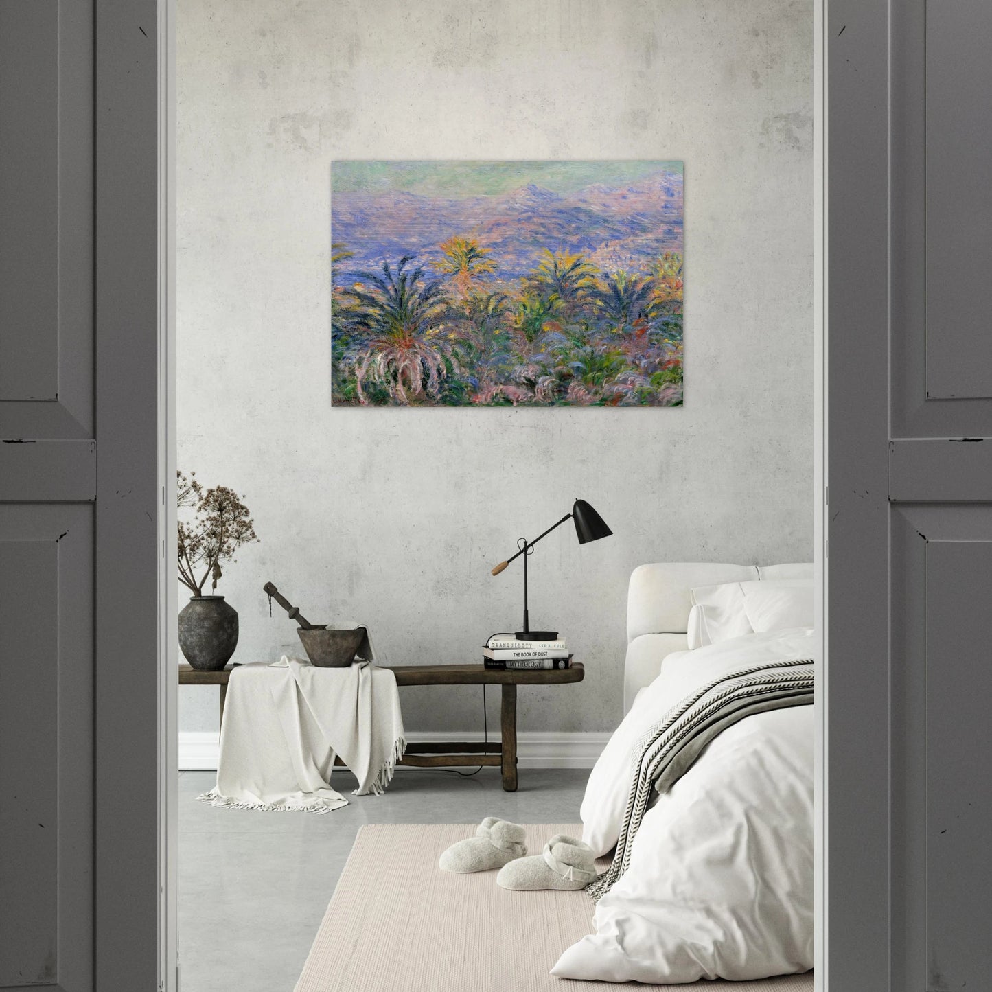 Palm Trees at Bordighera - claude monet Brushed Aluminum Print - 70x100 cm / 28x40 inches | claude monet Aluminum Print | claude monet Prints