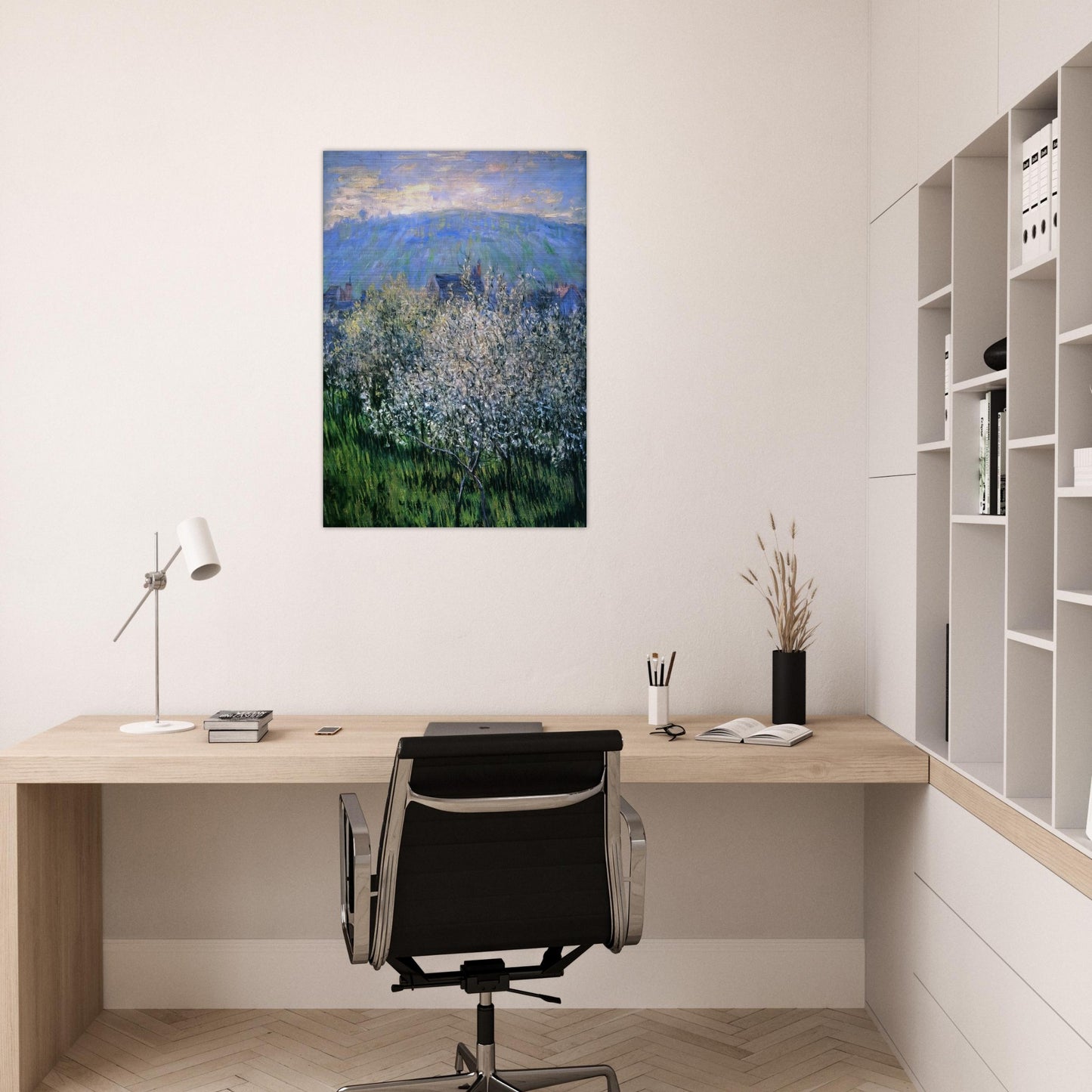 Plums Blossom - claude monet Brushed Aluminum Print - 70x100 cm / 28x40 inches | claude monet Aluminum Print | claude monet Prints