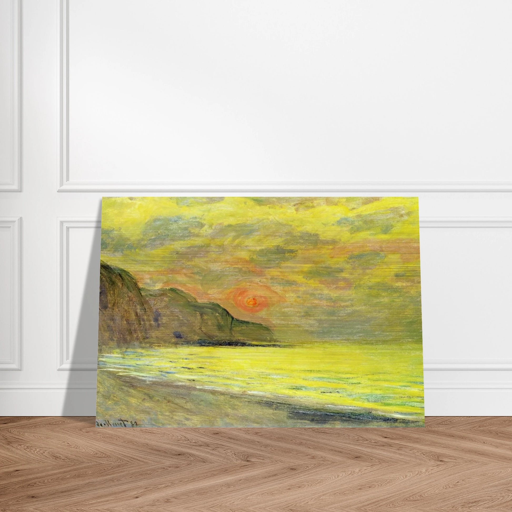Sunset, Foggy Weather, Pourville - claude monet Brushed Aluminum Print - 70x100 cm / 28x40 inches | claude monet Aluminum Print | claude monet Prints