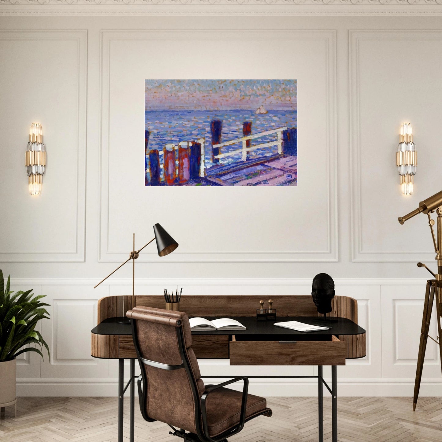 THE JETTY 1906 - Theo van Rysselberghe Brushed Aluminum Print - 70x100 cm / 28x40 inches | Theo van Rysselberghe Aluminum Print | Theo van Rysselberghe Prints