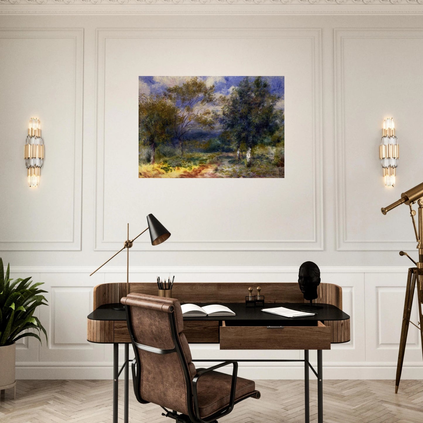 Sunny Landscape - Pierre-Auguste Renoir Brushed Aluminum Print - 70x100 cm / 28x40 inches | Pierre-Auguste Renoir Aluminum Print | Pierre-Auguste Renoir Prints