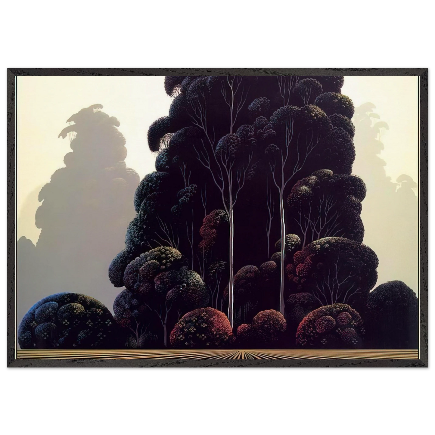 Autumn N2 - Eyvind Earle 70x100 cm / 28x40 inches Framed Art Print – Black Wooden Frame