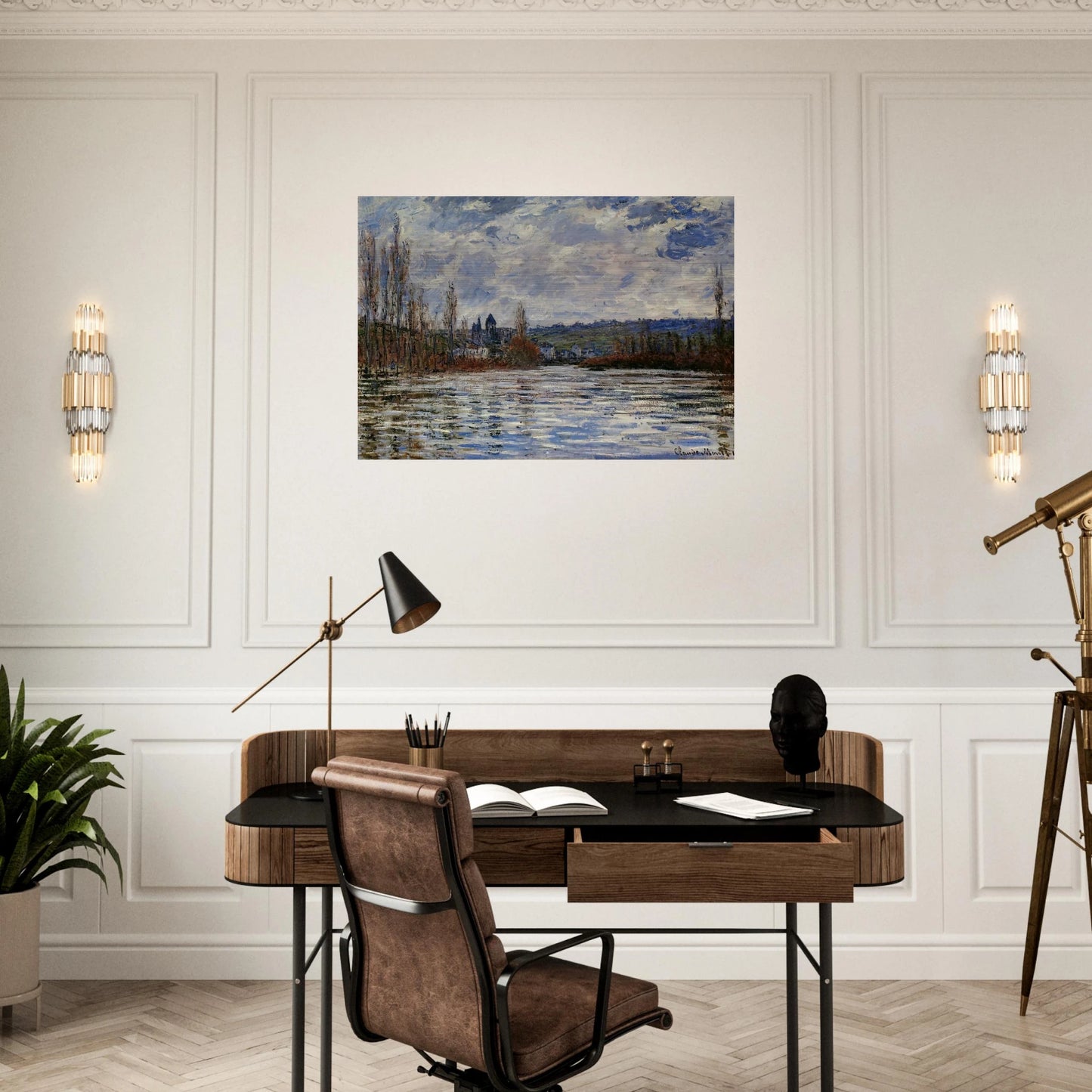 Flood of the Seine at Vetheuil - claude monet Brushed Aluminum Print - 70x100 cm / 28x40 inches | claude monet Aluminum Print | claude monet Prints