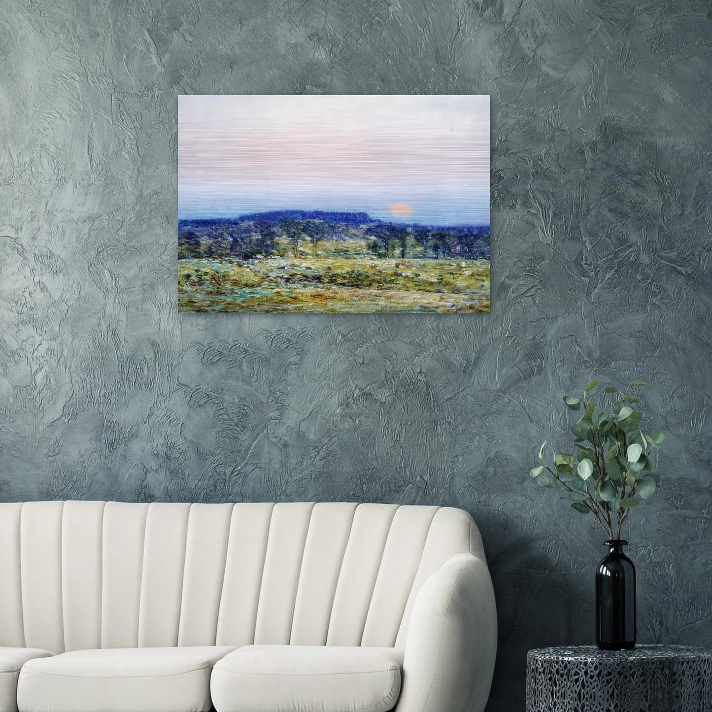 September Moonrise - Childe Hassam Brushed Aluminum Print - 70x100 cm / 28x40 inches | Childe Hassam Aluminum Print | Childe Hassam Prints