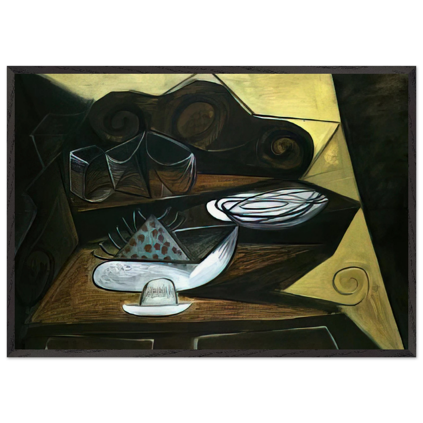 The Buffet  Catalan  - Pablo Picasso 70x100 cm / 28x40 inches Framed Art Print – Black Wooden Frame