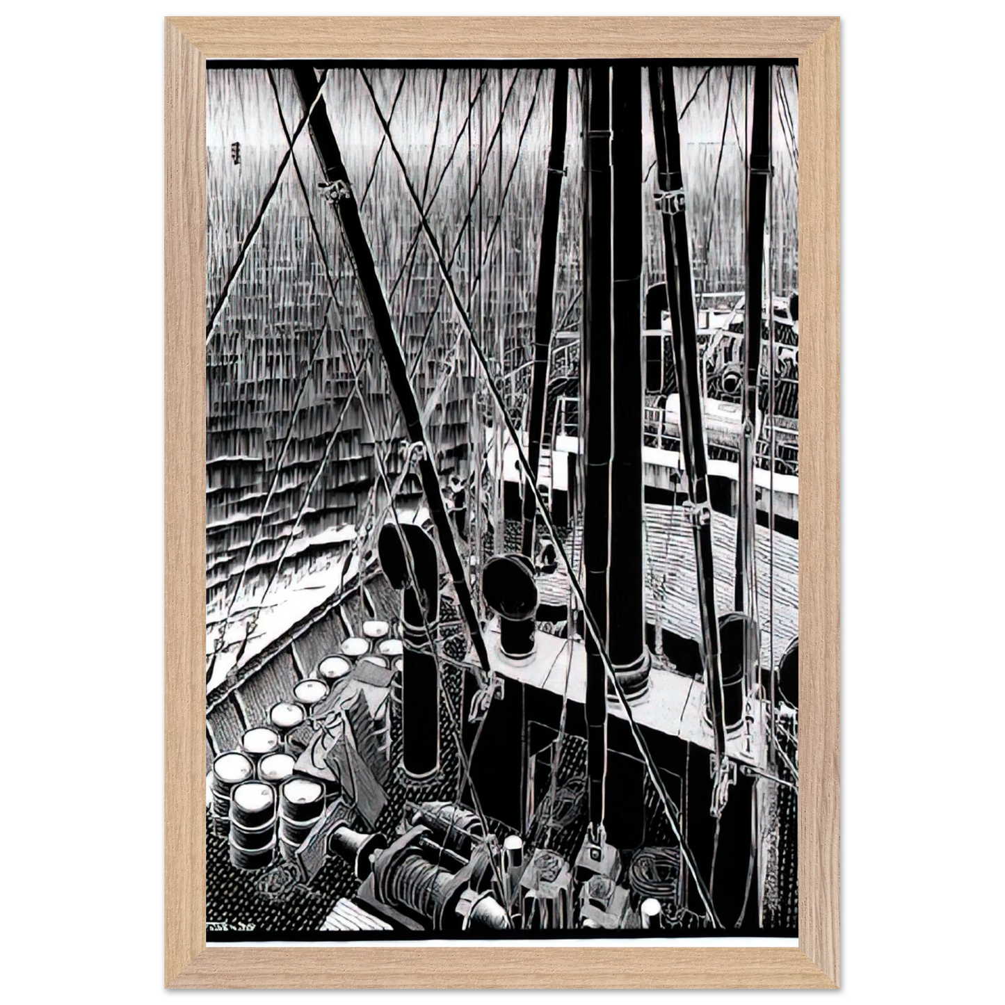 MC Escher - FREIGHTER SEPTEMBER 1936 1936 Wall Art - 60x80 cm / 24x32 inches - Fine Art Poster-canvas - -