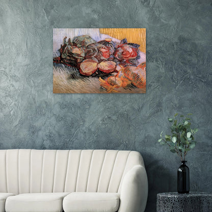 Still Life with Red Cabbages and Onions - Vincent van Gogh Brushed Aluminum Print - 70x100 cm / 28x40 inches | Vincent van Gogh Aluminum Print | Vincent van Gogh Prints
