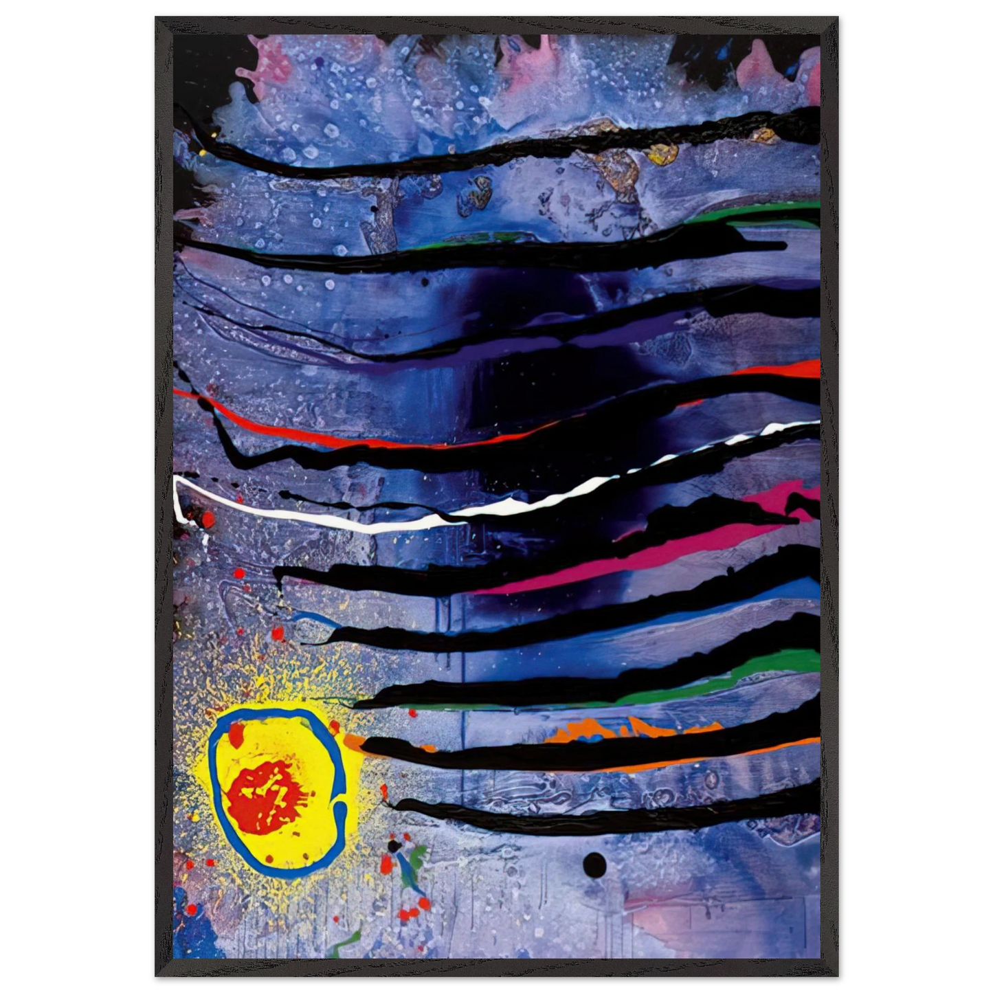 Tigers Eye - 10307 - 2007 - John Hoyland 70x100 cm / 28x40 inches Framed Art Print – Black Wooden Frame