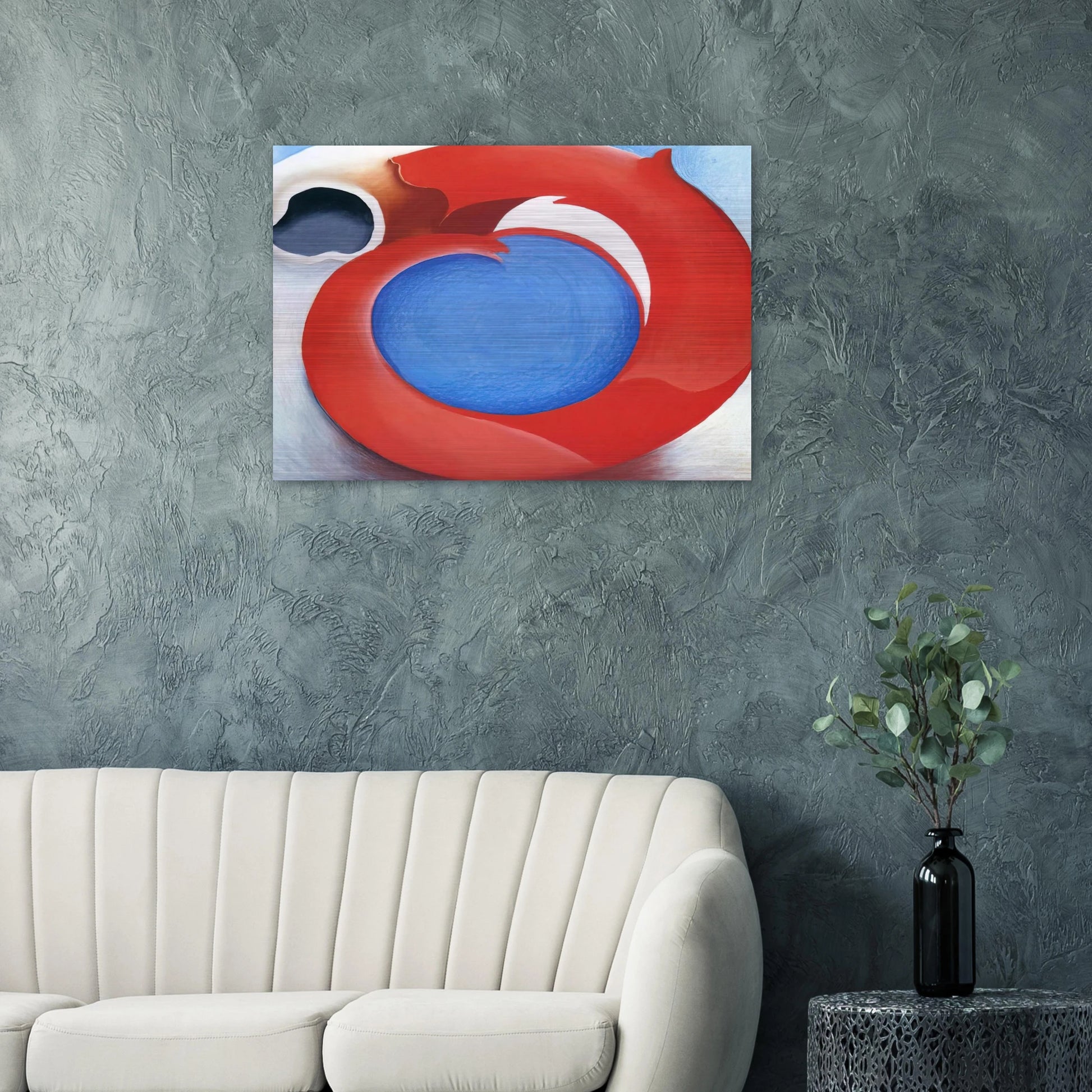 Goat's Horn With Red - Georgia O'Keeffe Brushed Aluminum Print - 70x100 cm / 28x40 inches | Georgia O'Keeffe Aluminum Print | Georgia O'Keeffe Prints