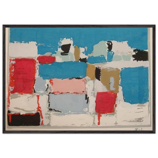 Mediterranee 01 - Art Informel - Nicolas de Stael 70x100 cm / 28x40 inches Framed Art Print – Black Wooden Frame