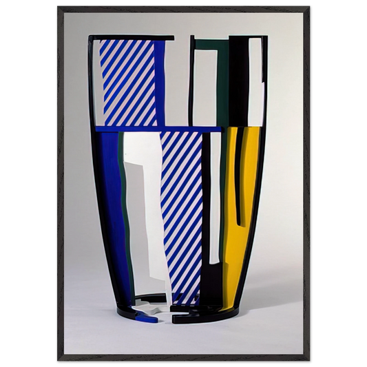GLASS IV 1977 - Roy Lichtenstein 70x100 cm / 28x40 inches Framed Art Print – Black Wooden Frame