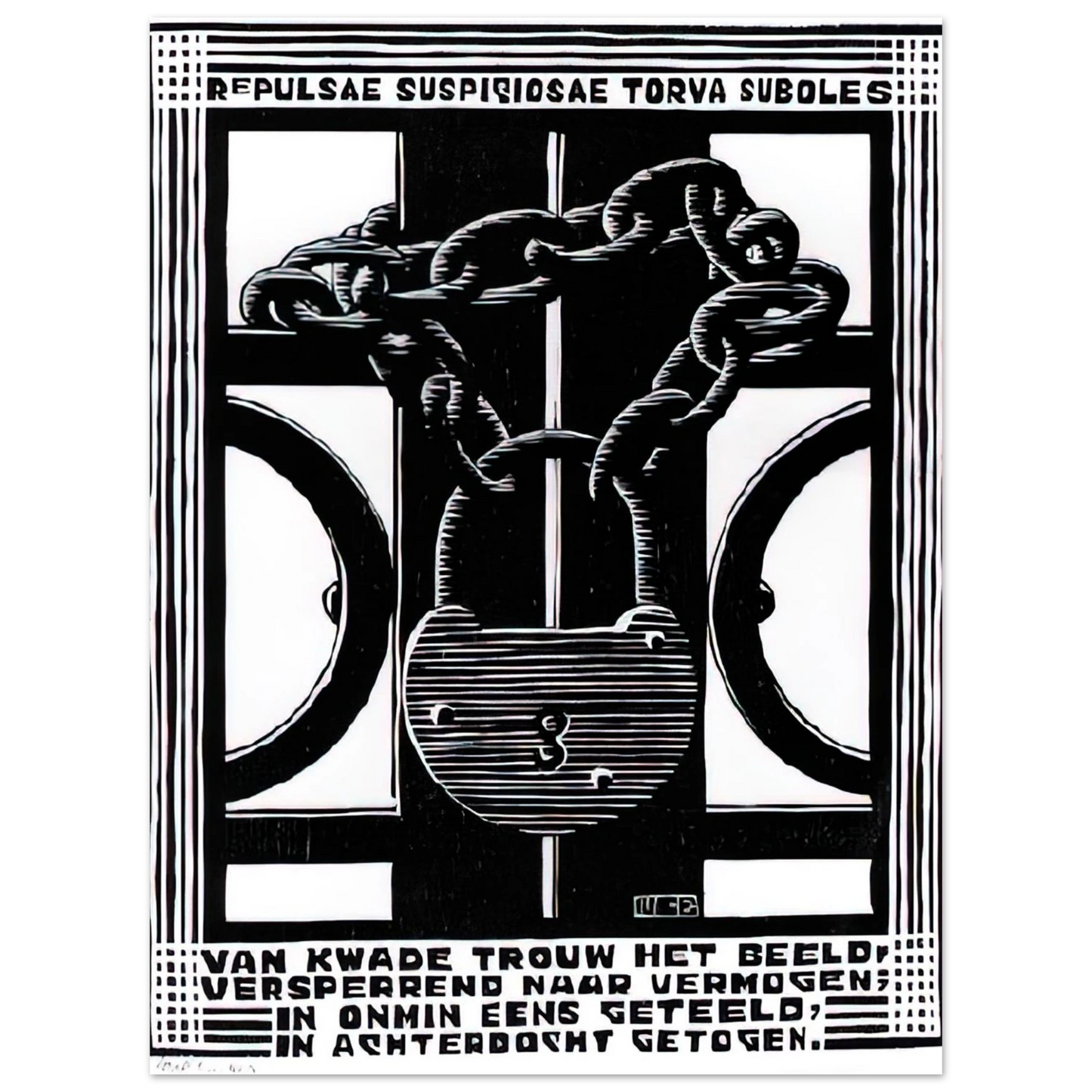 MC Escher - PADLOCK Wall Art - 30x40 cm / 12x16 inches - Fine Art Poster-canvas - -