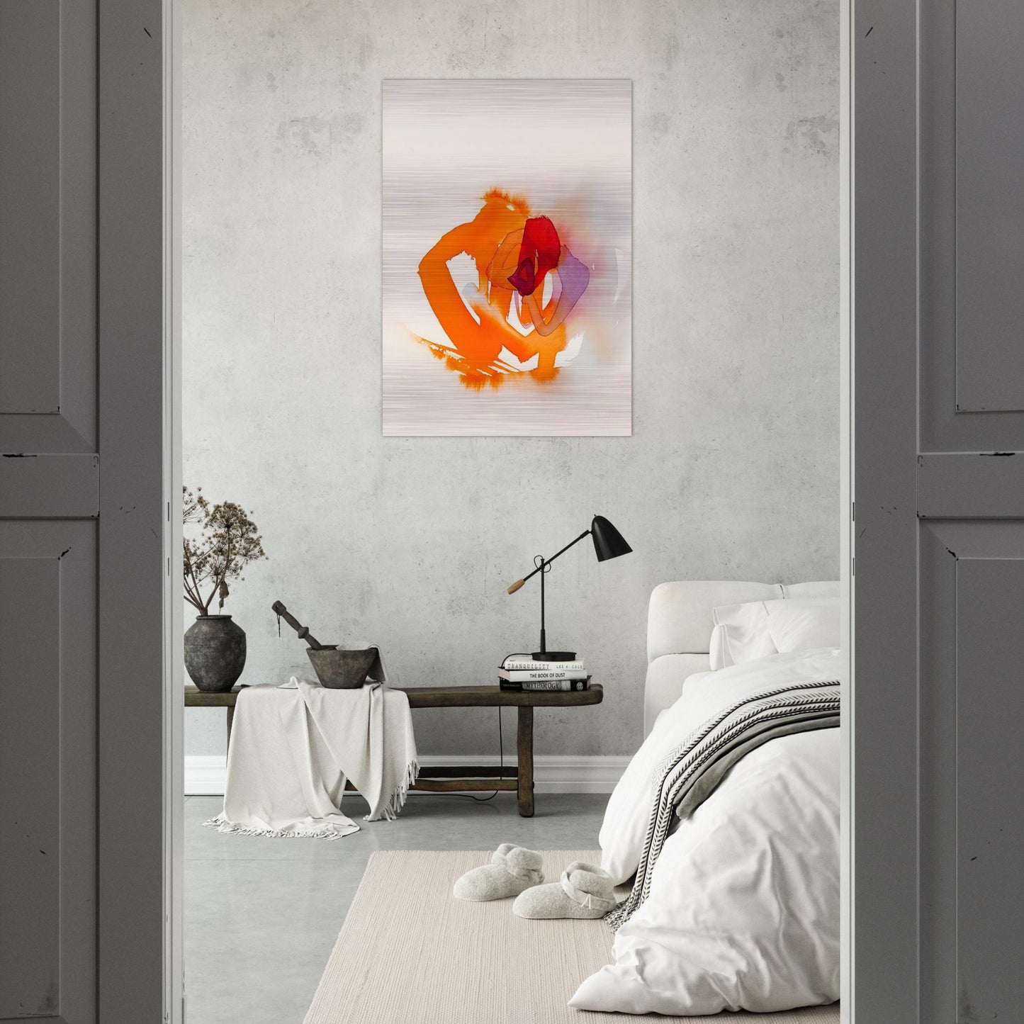 UNTITLED ORANGE RED AND PURPLE - Luis Feito Brushed Aluminum Print - 70x100 cm / 28x40 inches | Luis Feito Aluminum Print | Luis Feito Prints