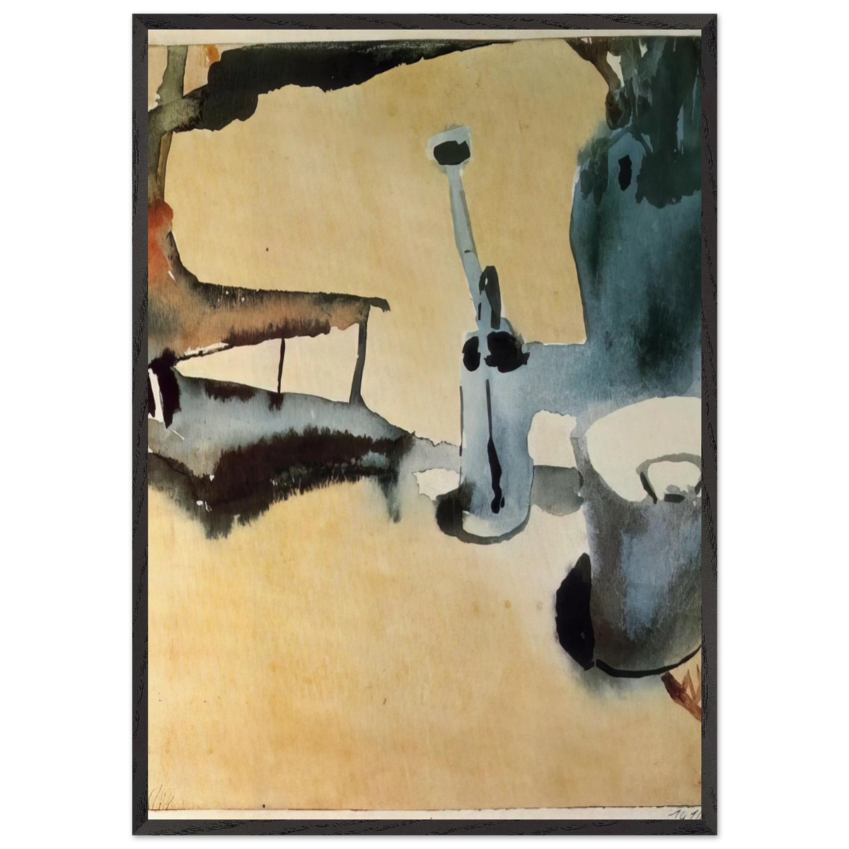 FLOWER STAND WITH WATERING CAN AND BUCKET 1910 - Paul Klee 70x100 cm / 28x40 inches Framed Art Print – Black Wooden Frame