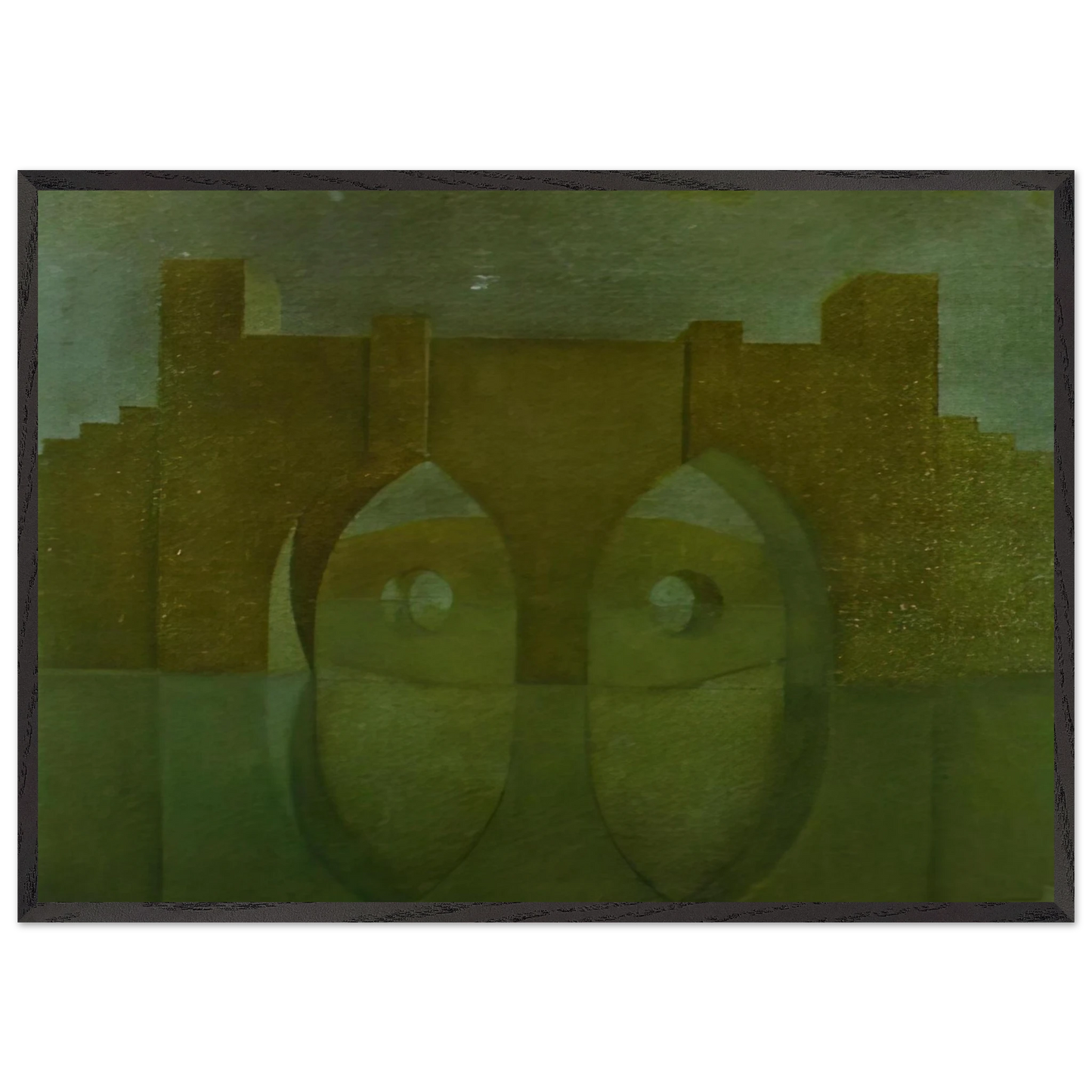 UNTITLED BRIDGE WITH REFLECTIONS SKETCH FOR A DUAL IMAGE PICTURE UNFINISHED - Salvador Dali 70x100 cm / 28x40 inches Framed Art Print – Black Wooden Frame