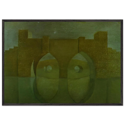 UNTITLED BRIDGE WITH REFLECTIONS SKETCH FOR A DUAL IMAGE PICTURE UNFINISHED - Salvador Dali 70x100 cm / 28x40 inches Framed Art Print – Black Wooden Frame