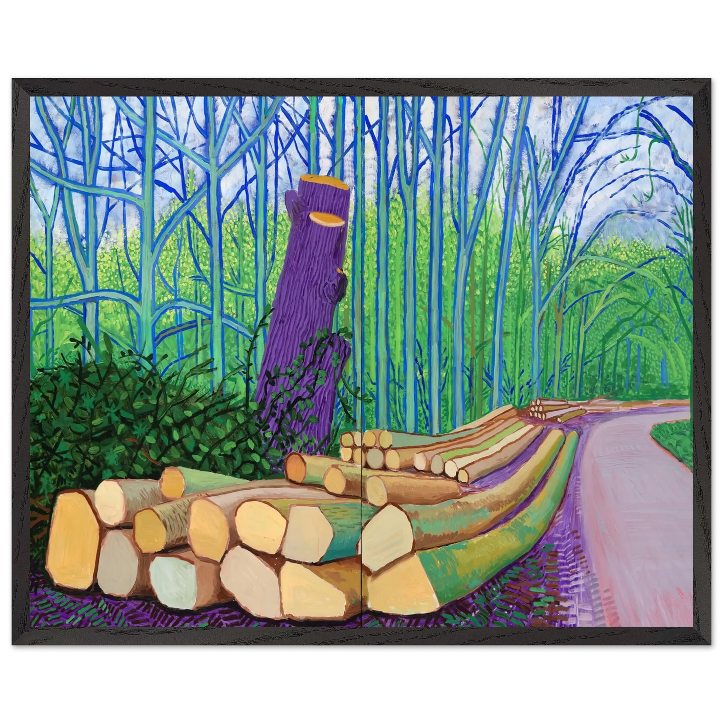 David Hockney - David Hockney Wall art - 28x43  cm / XL (11x17 Inches) - Premium Wooden Framed Poster With Fine Art Paper - Black frame