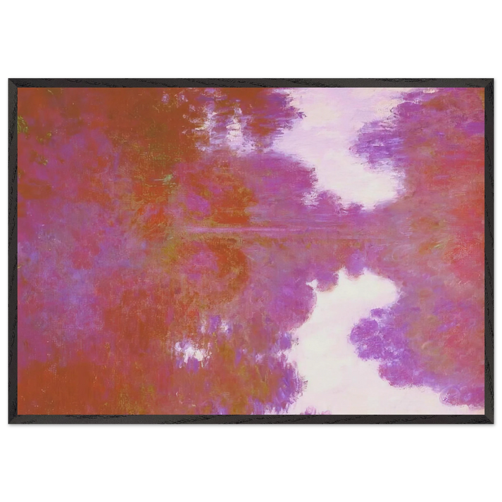 Misty Morning on the Seine Mauve - claude monet 70x100 cm / 28x40 inches Framed Art Print – Black Wooden Frame