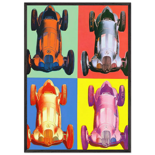 Benz Racing Car - Andy Warhol 70x100 cm / 28x40 inches Framed Art Print – Black Wooden Frame