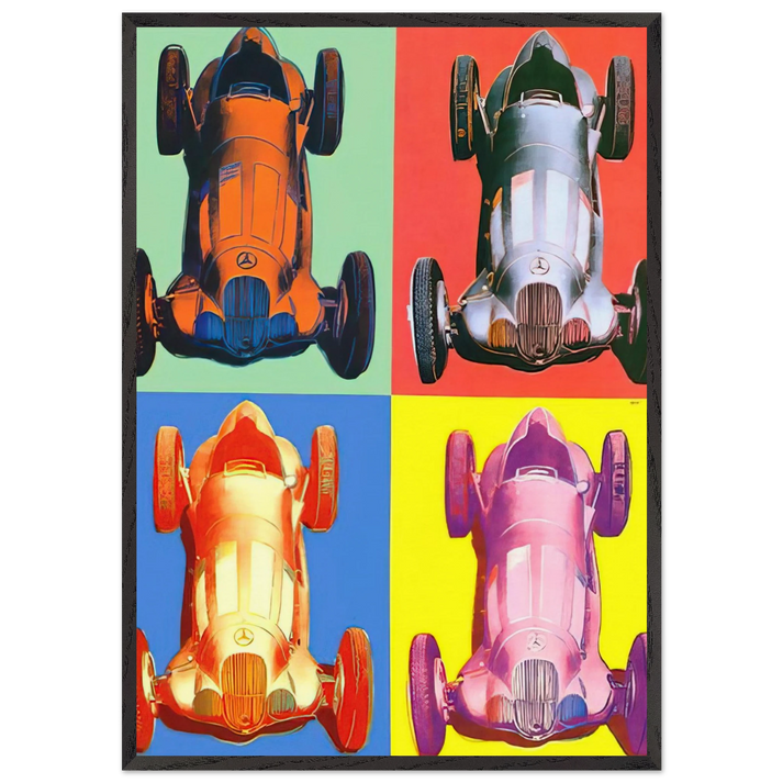 Benz Racing Car - Andy Warhol 70x100 cm / 28x40 inches Framed Art Print – Black Wooden Frame