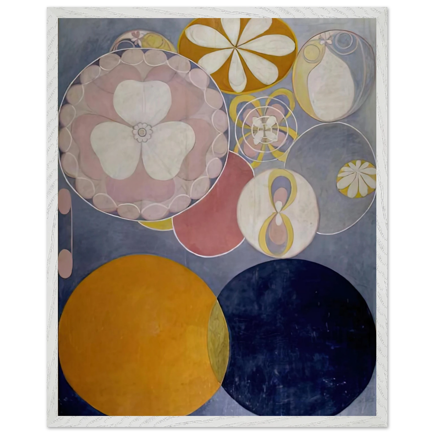 Hilma af Klint - DE TIO ST RSTA N 2 BARNAALDERN 1907 Wall art - 21x29.7 cm / 8x12" - Premium Wooden Framed Poster With Fine Art Paper-canvas - White frame