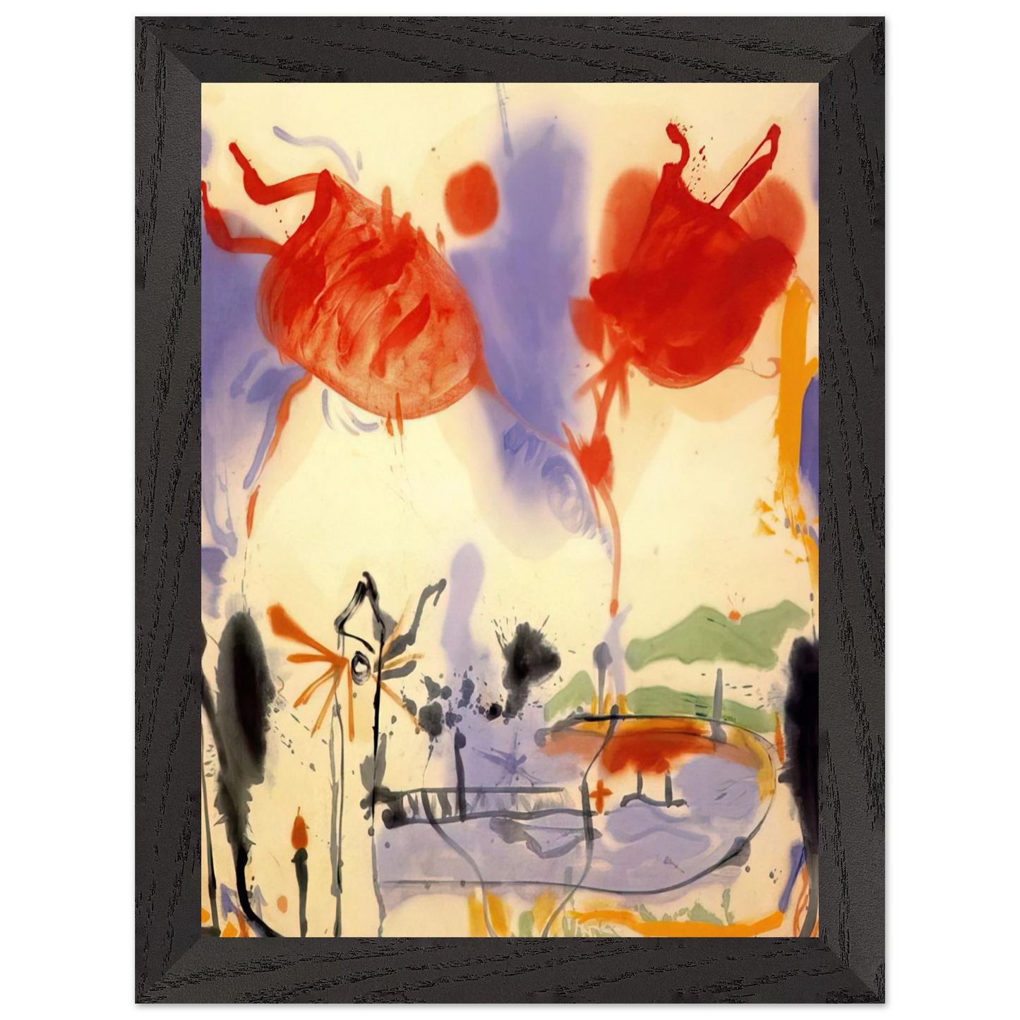 Helen Frankenthaler - Round Trip - 1957 Wall art - 21x29.7 cm / 8x12" - Premium Wooden Framed Poster With Fine Art Paper-canvas - White frame