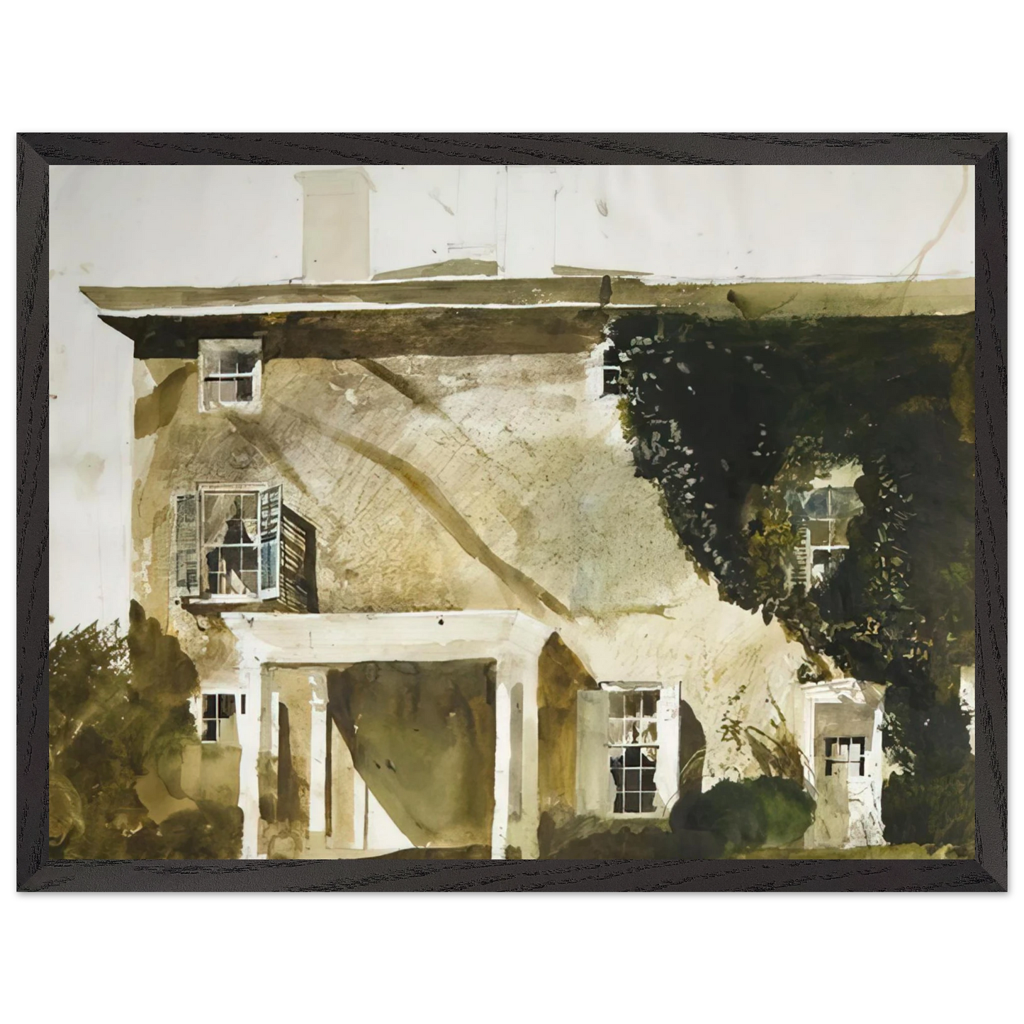 Andrew Wyeth - THE HATTON HOUSE 1967 Wall Art - 30x40 cm / 12x16 inches - Premium Wooden Framed Poster With Fine Art Paper-canvas - Wood frame