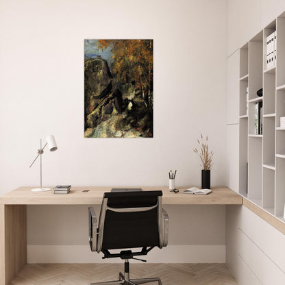 Rock in the Forest of Fontainbleau - Paul Cézanne Brushed Aluminum Print - 70x100 cm / 28x40 inches | Paul Cézanne Aluminum Print | Paul Cézanne Prints
