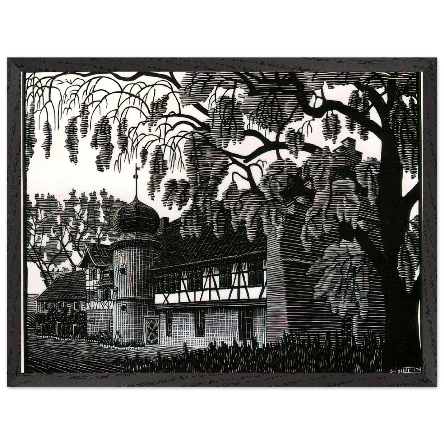 MC Escher - ESCHER (12) Wall Art - 21x29.7 cm / 8x12" - Premium Wooden Framed Poster With Fine Art Paper-canvas - White frame