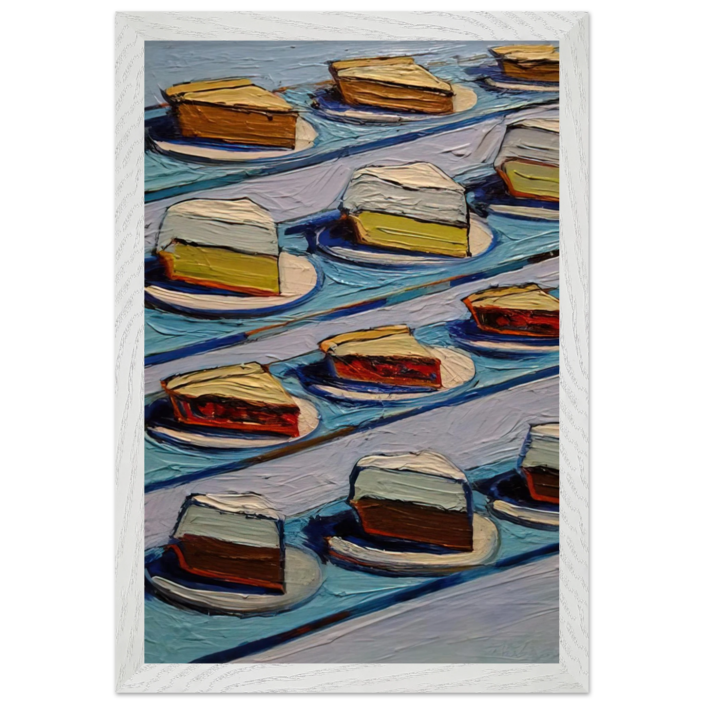 Wayne Thiebaud - Refrigerator Pies - 1962 Wall Art - 30x40 cm / 12x16 inches - Premium Wooden Framed Poster With Fine Art Paper-canvas - Wood frame