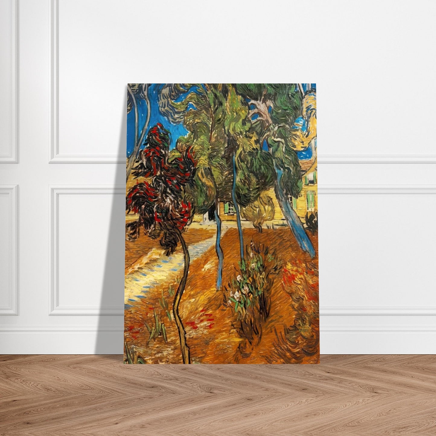 Trees in the Asylum Garden - Vincent van Gogh Brushed Aluminum Print - 70x100 cm / 28x40 inches | Vincent van Gogh Aluminum Print | Vincent van Gogh Prints