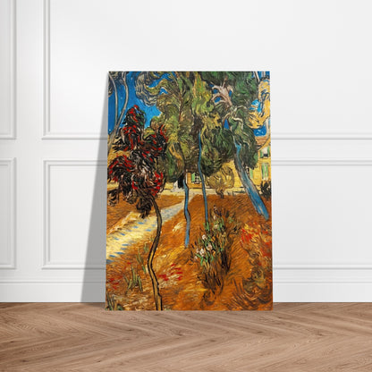 Trees in the Asylum Garden - Vincent van Gogh Brushed Aluminum Print - 70x100 cm / 28x40 inches | Vincent van Gogh Aluminum Print | Vincent van Gogh Prints