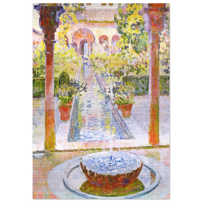 THE GARDENS OF GENERALIFE IN GRENADA 1913 - Theo van Rysselberghe Brushed Aluminum Print - 70x100 cm / 28x40 inches | Theo van Rysselberghe Aluminum Print | Theo van Rysselberghe Prints