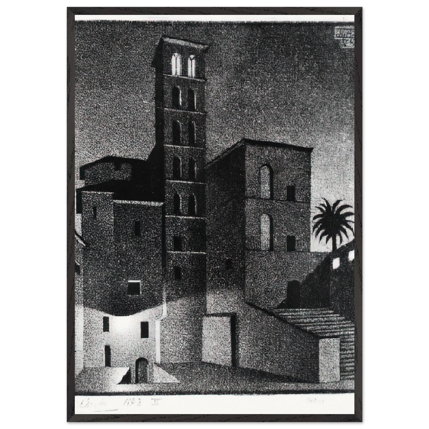 ESCHER 27 - MC Escher 70x100 cm / 28x40 inches Framed Art Print – Black Wooden Frame | Maurits Cornelis Escher Prints