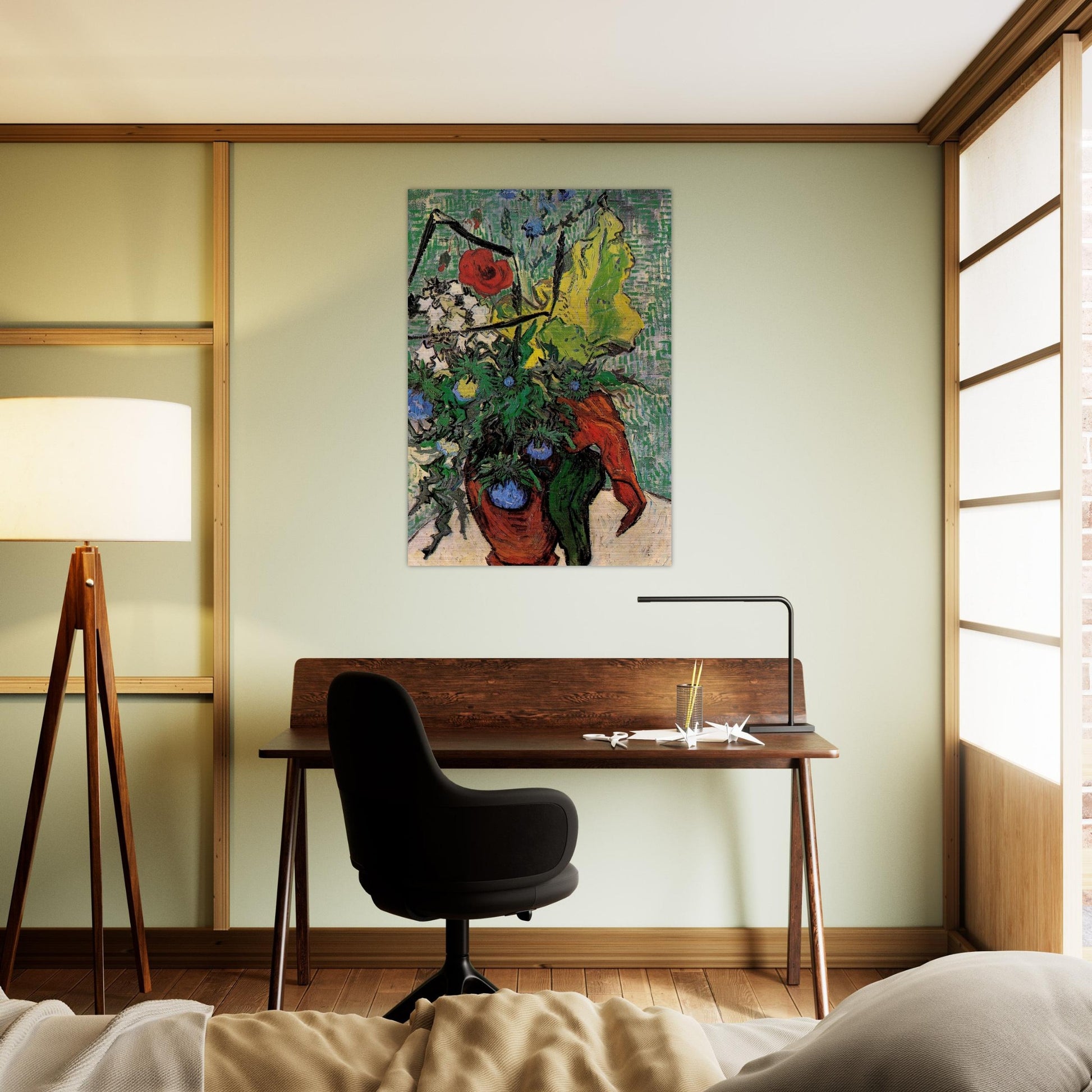 Wild Flowers and Thistles in a Vase - Vincent van Gogh Brushed Aluminum Print - 70x100 cm / 28x40 inches | Vincent van Gogh Aluminum Print | Vincent van Gogh Prints