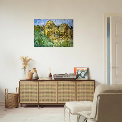 Field with Stacks of Wheat - Vincent van Gogh Brushed Aluminum Print - 70x100 cm / 28x40 inches | Vincent van Gogh Aluminum Print | Vincent van Gogh Prints