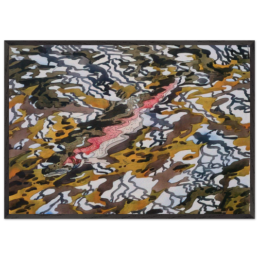 Trout and Reflected Tree - 1985 - Neil Welliver 70x100 cm / 28x40 inches Framed Art Print – Black Wooden Frame