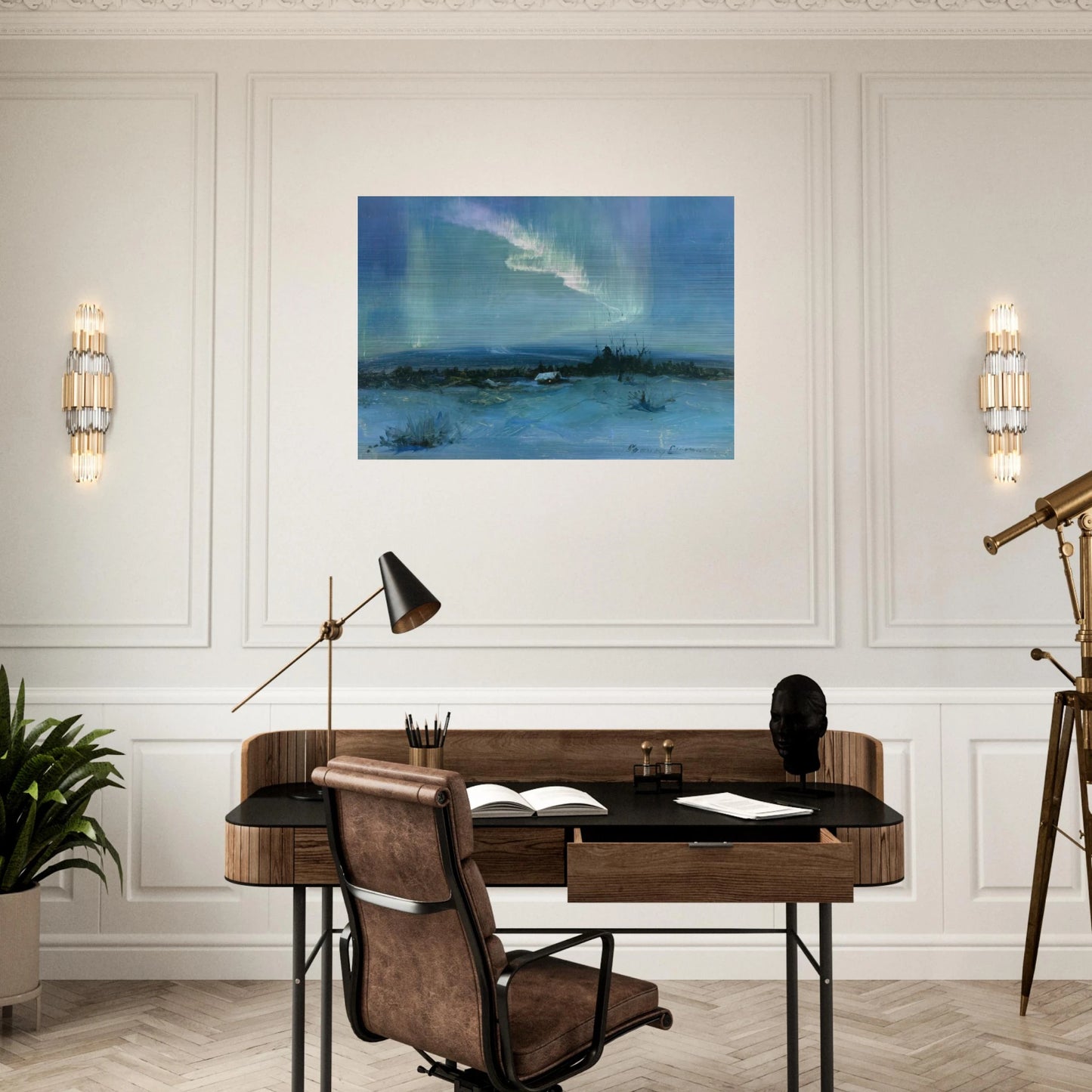 Northern Lights - Romanticism - Sydney Laurence Brushed Aluminum Print - 70x100 cm / 28x40 inches | Sydney Laurence Aluminum Print | Sydney Laurence Prints