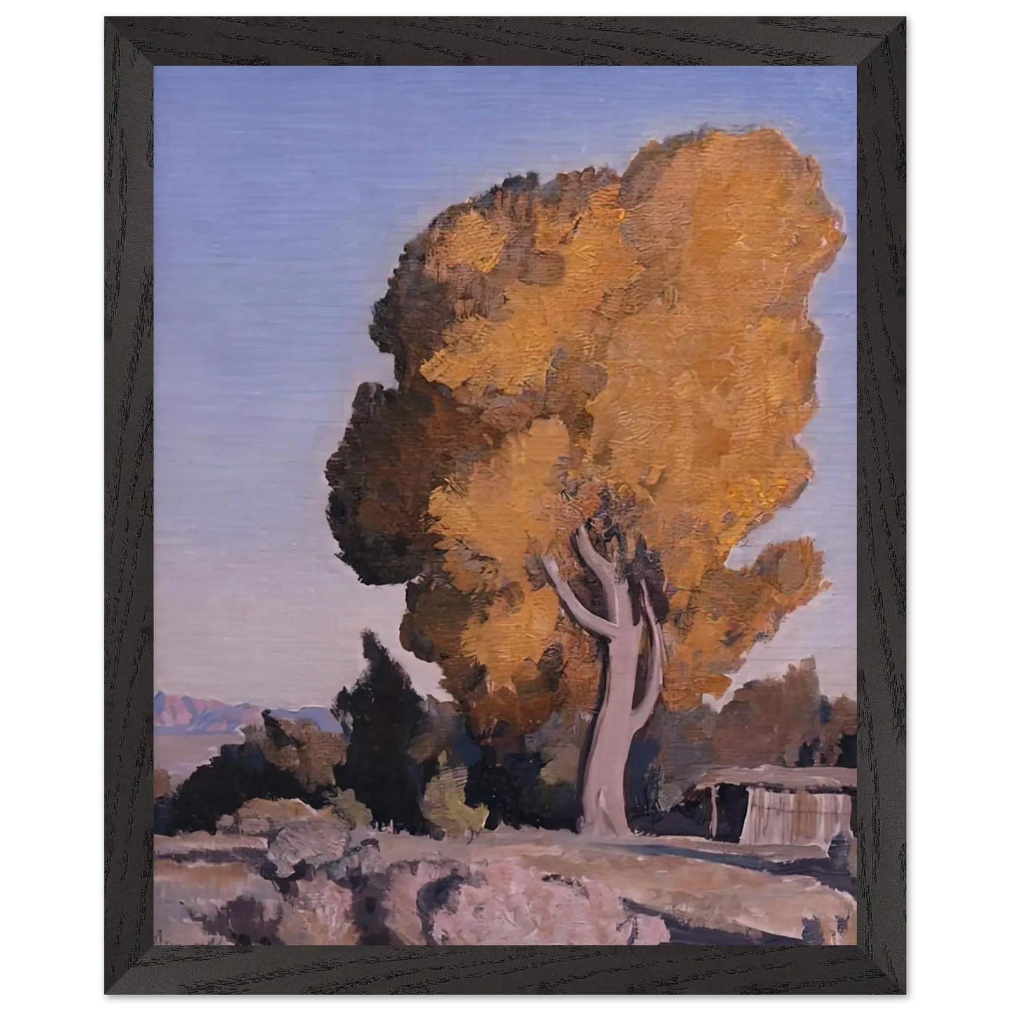 Maynard Dixon - LOW COUNTRY COTTONWOOD 1940 Wall art - 27x35 cm / 11x14 Inches - Premium Wooden Framed Poster With Fine Art Paper - Black frame
