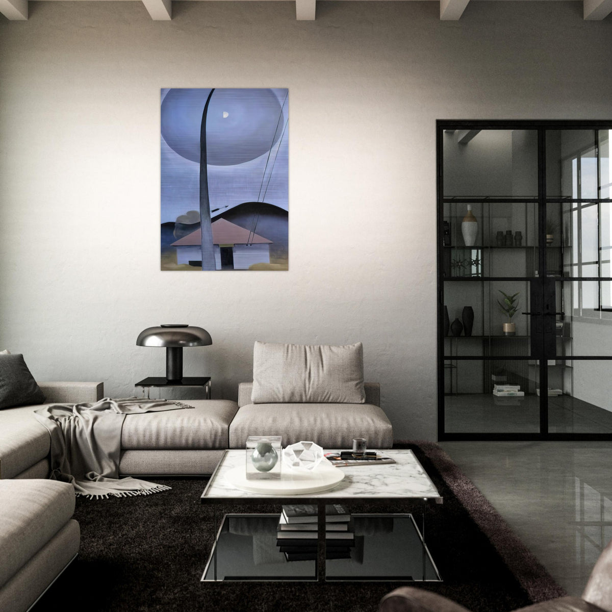 Little House with Flagpole - Georgia O'Keeffe Brushed Aluminum Print - 70x100 cm / 28x40 inches | Georgia O'Keeffe Aluminum Print | Georgia O'Keeffe Prints