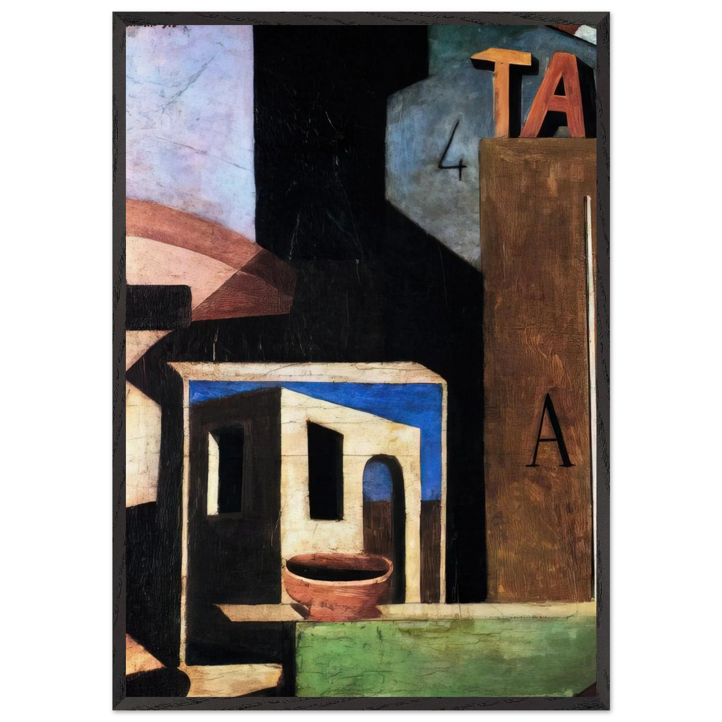 LA COMPOSIZIONE TA 1916 - Carlo Carra 70x100 cm / 28x40 inches Framed Art Print – Black Wooden Frame