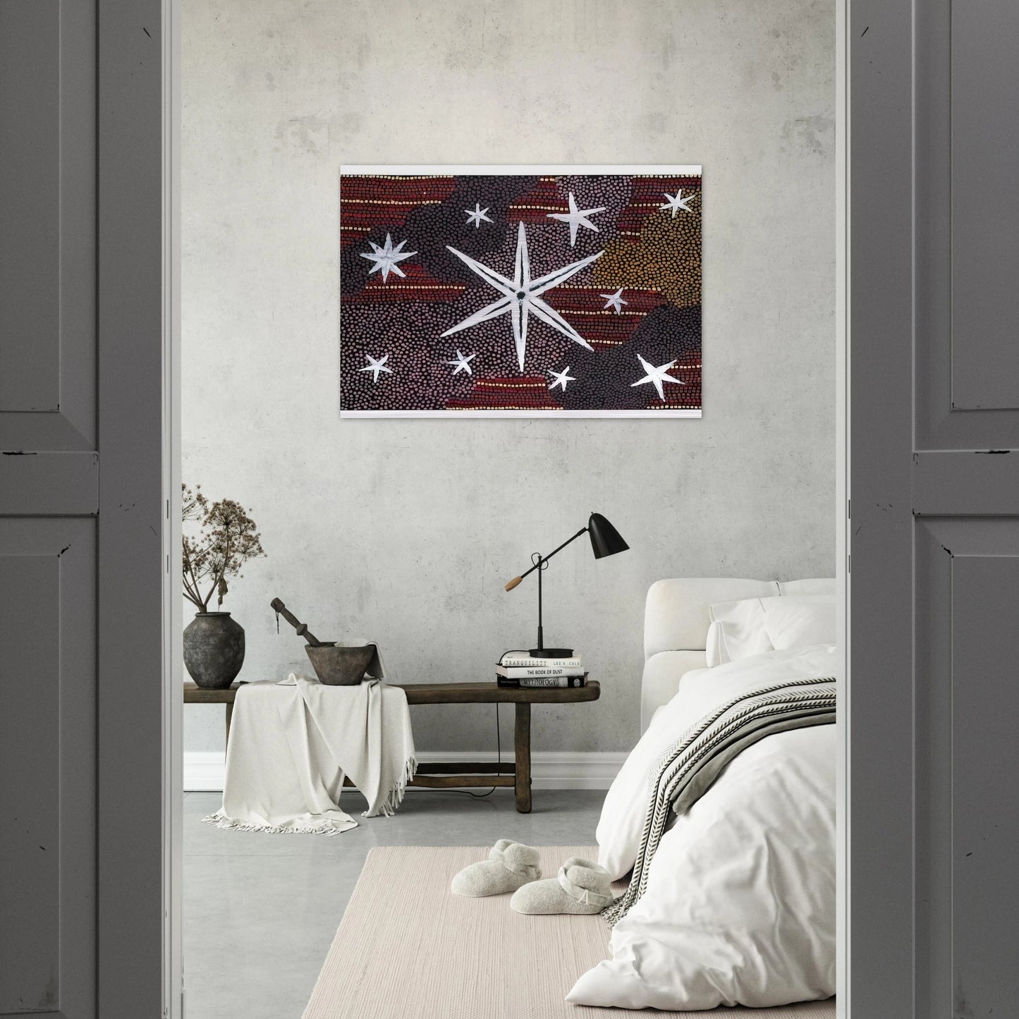 Rêve Etoile - 2001 - Clifford Possum Tjapaltjarri Brushed Aluminum Print - 70x100 cm / 28x40 inches | Clifford Possum Tjapaltjarri Aluminum Print | Clifford Possum Tjapaltjarri Prints
