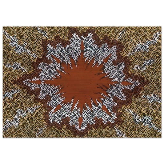 Fire Dreaming - 1994 - Clifford Possum Tjapaltjarri Brushed Aluminum Print - 70x100 cm / 28x40 inches | Clifford Possum Tjapaltjarri Aluminum Print | Clifford Possum Tjapaltjarri Prints