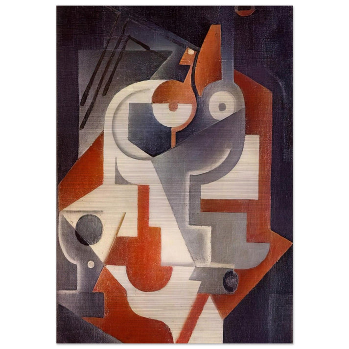NEWSPAPER GLASS AND PEAR 1917 - Juan Gris Brushed Aluminum Print - 70x100 cm / 28x40 inches | Juan Gris Aluminum Print | Juan Gris Prints