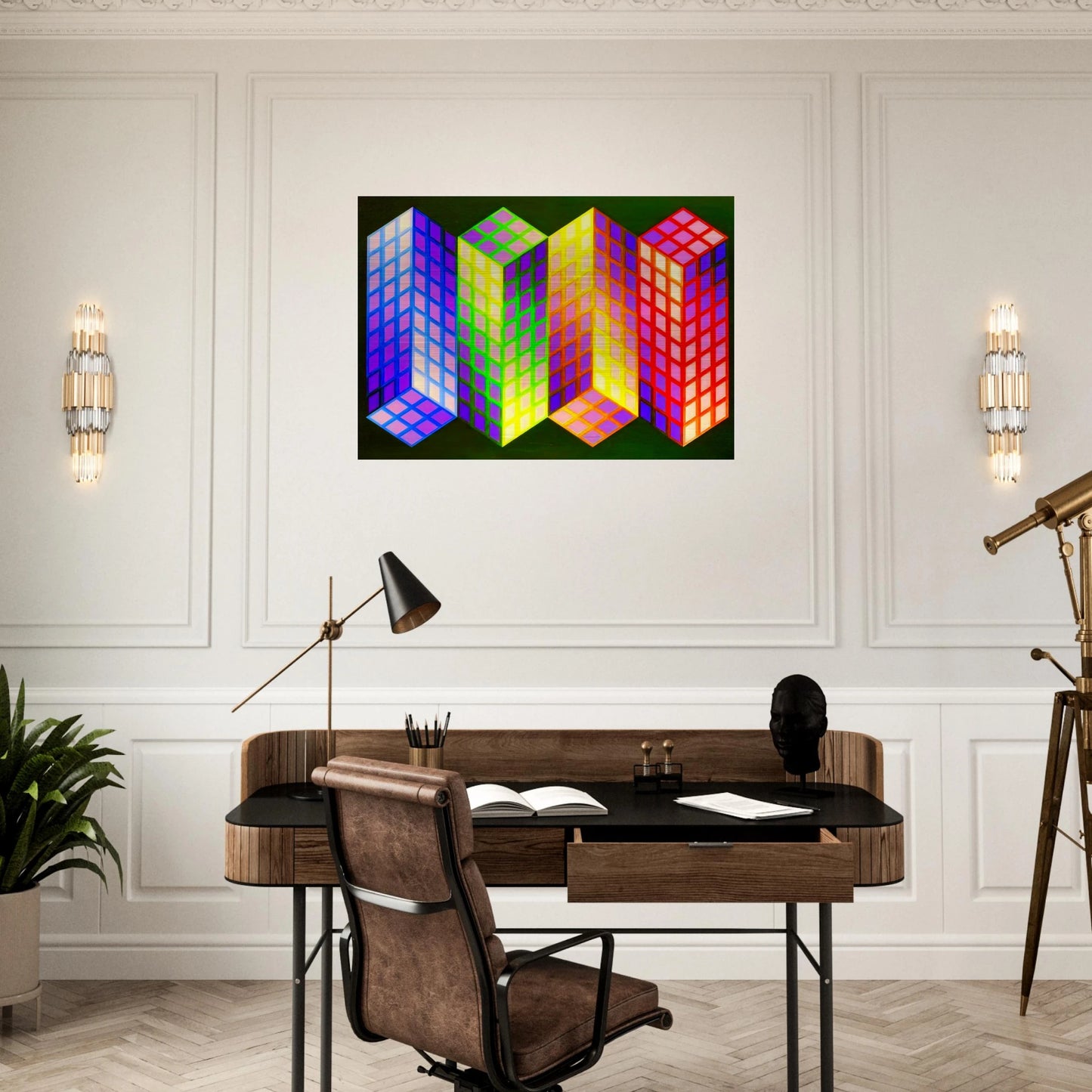 Torony-Nagy - 1969 - Victor Vasarely Brushed Aluminum Print - 70x100 cm / 28x40 inches | Victor Vasarely Aluminum Print | Victor Vasarely Prints