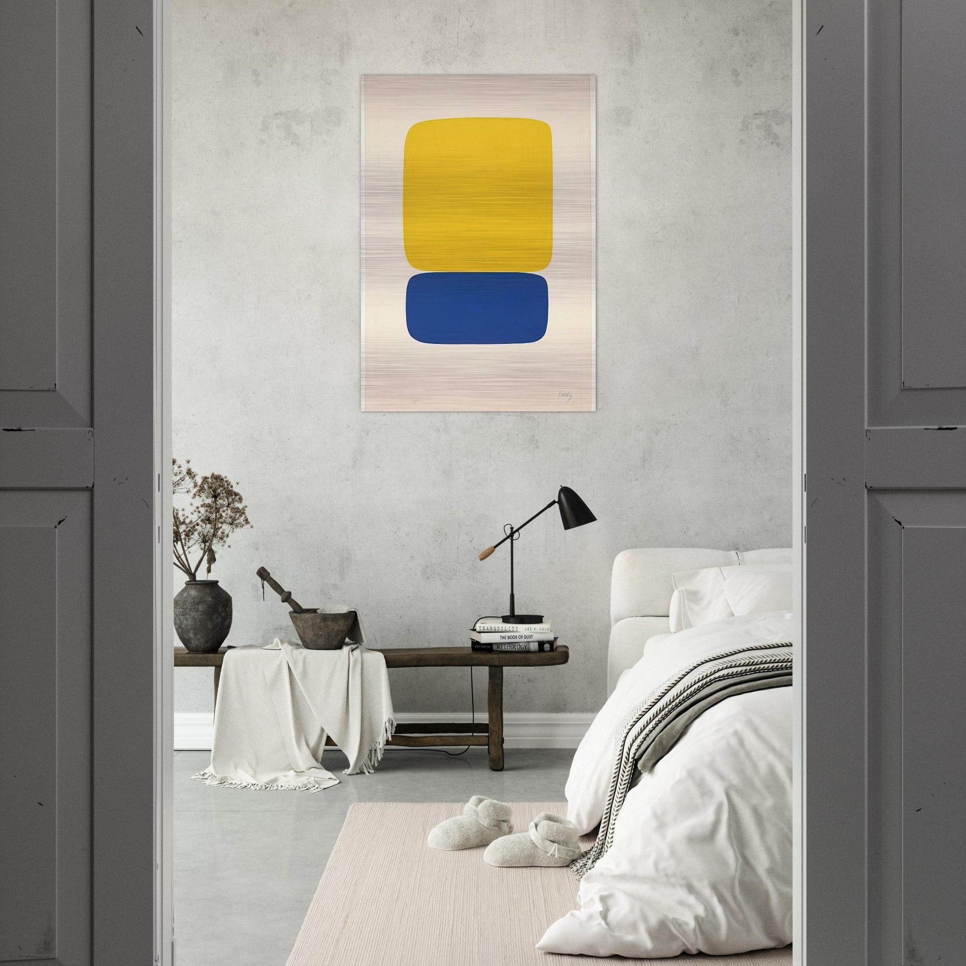 Yellow over Dark Blue - Ellsworth Kelly Brushed Aluminum Print - 70x100 cm / 28x40 inches | Ellsworth Kelly Aluminum Print | Ellsworth Kelly Prints