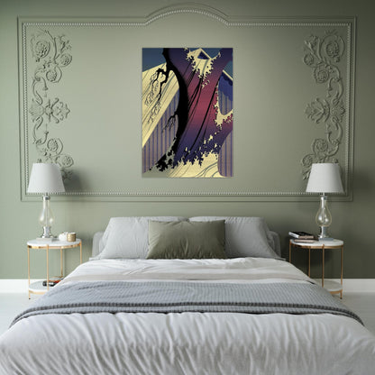 Mauve Barn - Eyvind Earle Brushed Aluminum Print - 70x100 cm / 28x40 inches | Eyvind Earle Aluminum Print | Eyvind Earle Prints