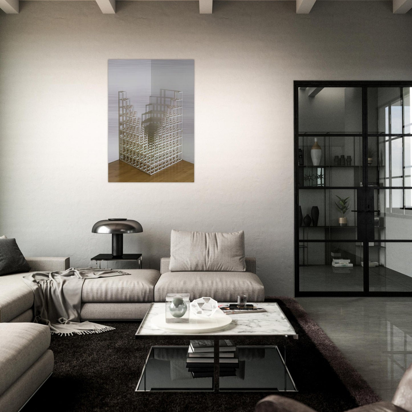 Title Corner piece #4 - Sol LeWitt Brushed Aluminum Print - 70x100 cm / 28x40 inches | Sol LeWitt Aluminum Print | Sol LeWitt Prints
