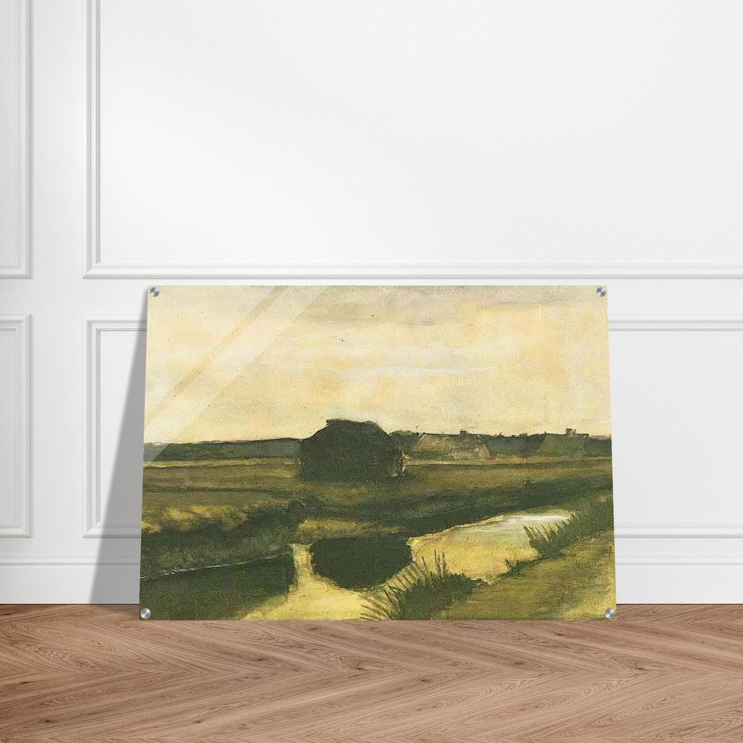 Landscape with a Stack of Peat and Farmhouses - Vincent van Gogh Acrylic Print - 70x100 cm / 28x40″ inches