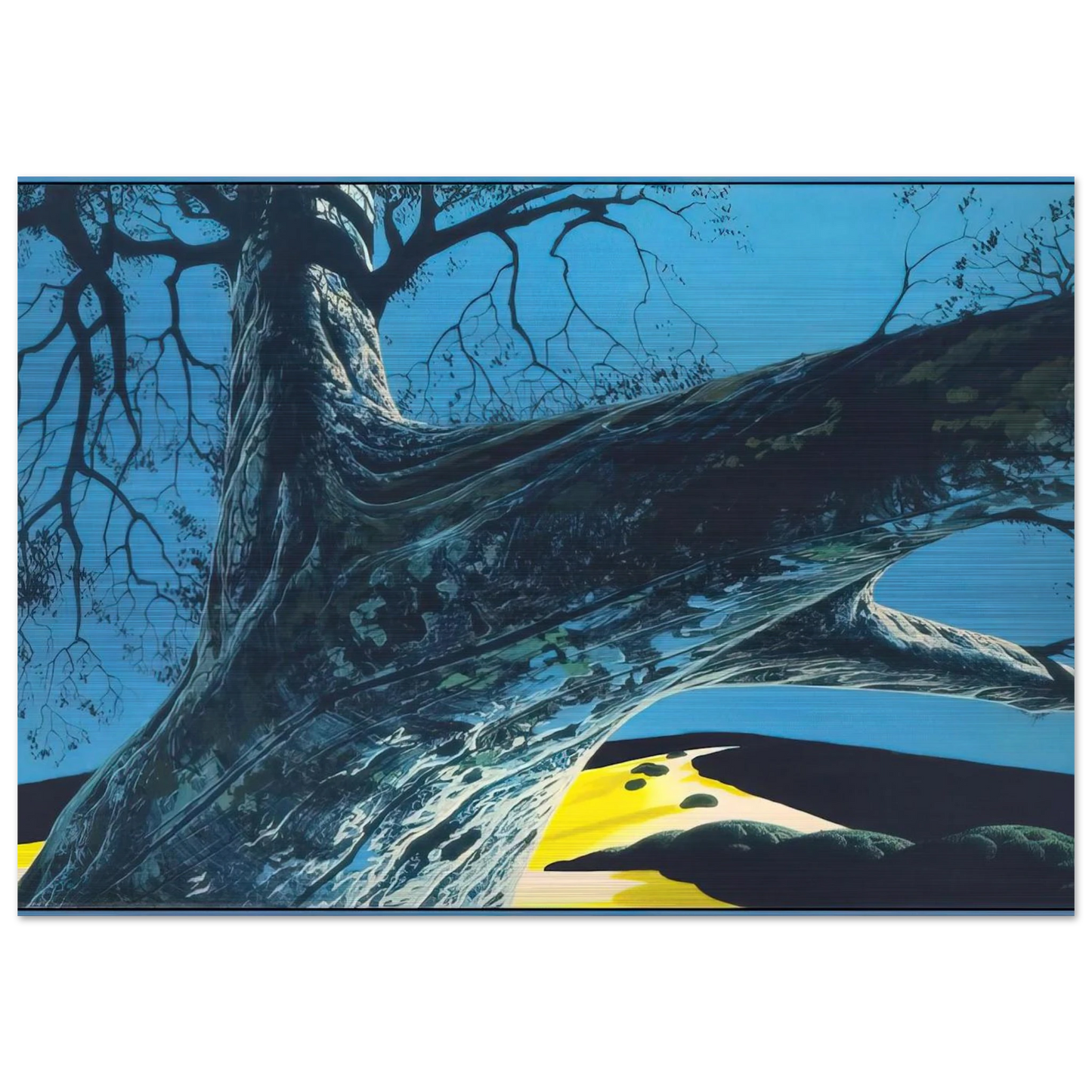 Distant Meadow - Eyvind Earle Brushed Aluminum Print - 70x100 cm / 28x40 inches | Eyvind Earle Aluminum Print | Eyvind Earle Prints